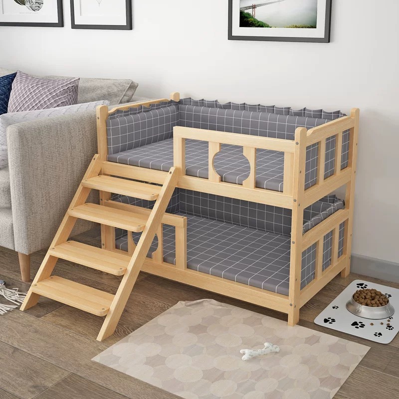 Dog Nest Pet Upper Bunk Bed Solid Wood Pet Nest Teddy Bed Cat Bed Golden Wow Dog Bed than Bear Wood Bed Small Medium Dog Bed