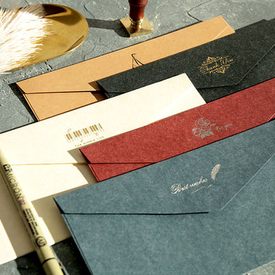 Retro colored gilded Western-style envelope, lacquer seal, invitation letter, decoration, blank envelope, 200g thickened