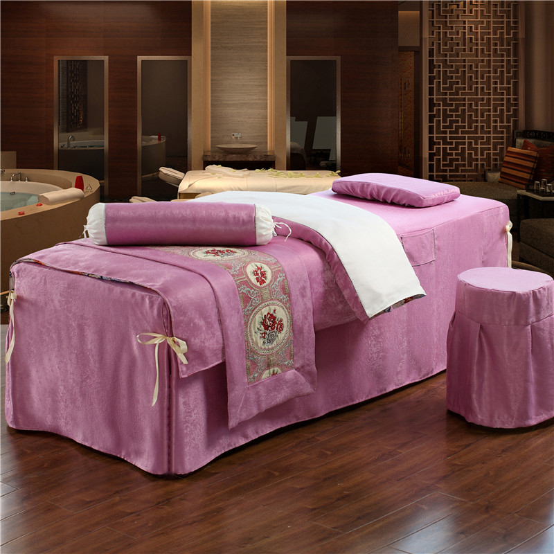 Beauty khăn trải giường denim bedspread massage dầu gội đầu trị liệu khăn trải giường khử trùng gia đình bốn có thể được tùy chỉnh in ấn logo in - Trang bị tấm ga phủ giường spa