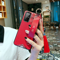 Huawei Honor 30s mobile phone shell silicone gel 5g Chinese wind honor30s protective sleeve anti-fall personality frosted male and female with all-bag soft Guochao art wristband CDY-AN90 creative bracket hanging rope