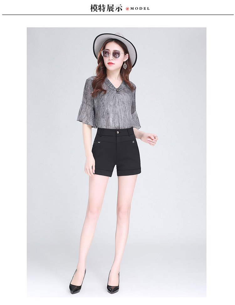 Quần short cho mẹ trung niên nữ thu đông 2018 mới mặc đáy cao eo nữ đất 40-50 tuổi quần short jean nữ cạp cao