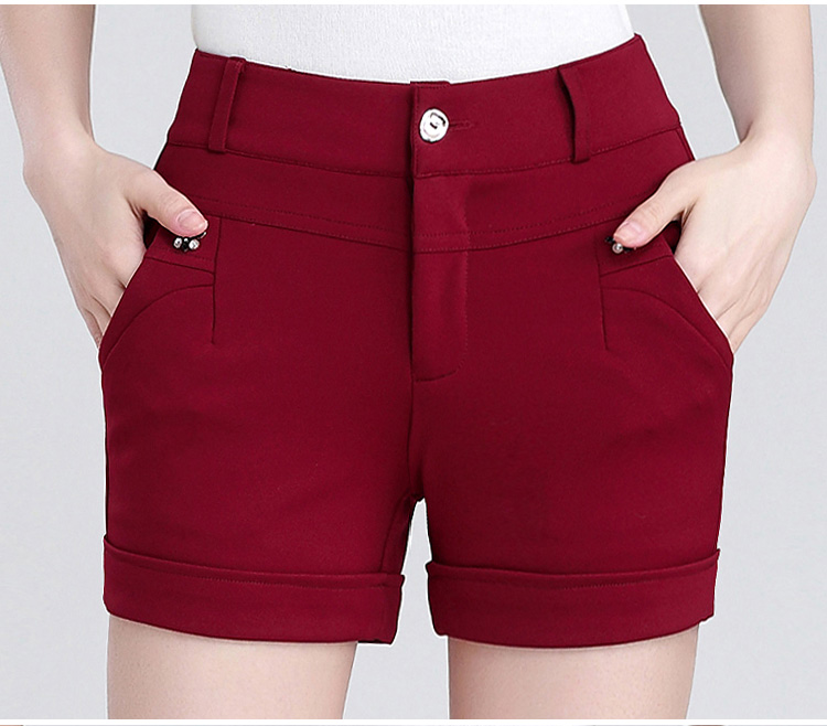 Quần short cho mẹ trung niên nữ thu đông 2018 mới mặc đáy cao eo nữ đất 40-50 tuổi quần short jean nữ cạp cao