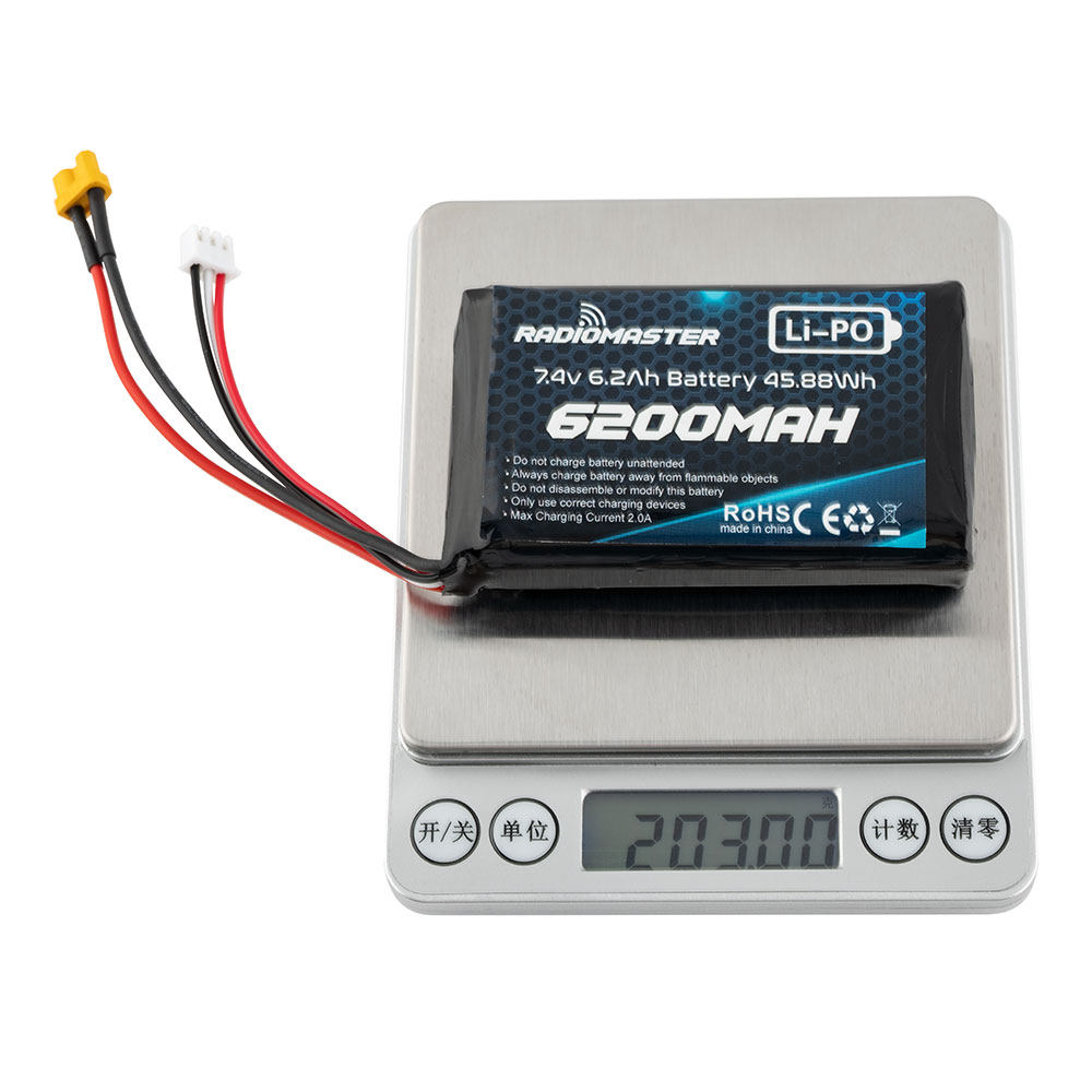 【RadioMaster】6200mAh 高容量航模遙控器鋰電池｜2S 7.4V 超長續航 雙接頭版