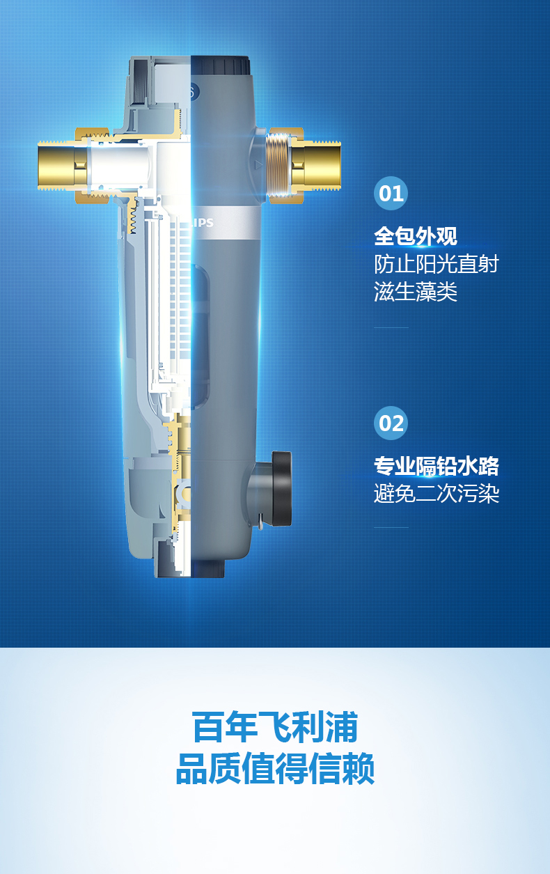 专利隔铅工艺，4T通量+水压检测：飞利浦 前置过滤器 券后499元包邮 买手党-买手聚集的地方