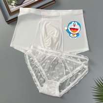 Couple underwear A man and a woman white lady without trace doraemon dream thin male summer ice wire