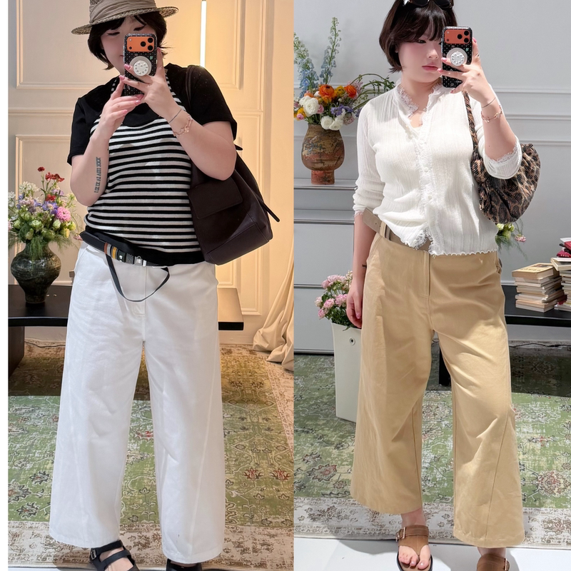 Trendy Item | D S m D | Plus-Size Women's Slimming Casual Old-Money Straight-Leg Cropped Pants