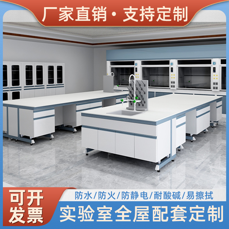Laboratory workbench steel-wood experiment bench all-steel fume hood central test side table physical and chemical operation table
