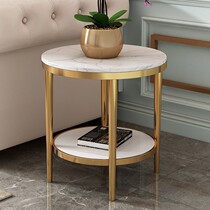 Light luxury marble sofa edge corner Modern small coffee table Living room small table Simple bedroom Bedside small round table