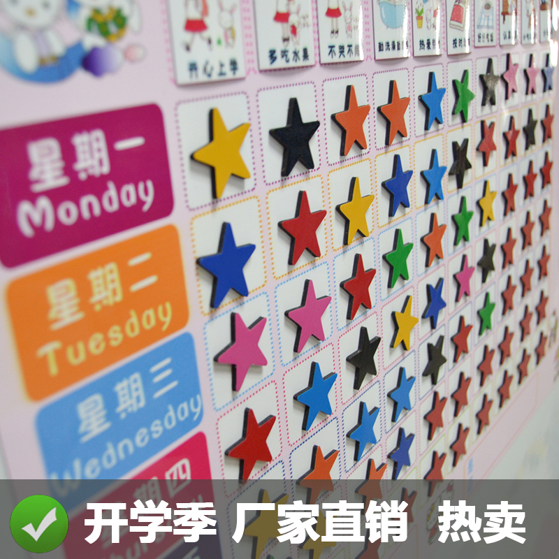 Color blackboard magnetic five-pointed star magnetic refrigerator stickers whiteboard stickers Kindergarten sharp corner office exam reward magnet