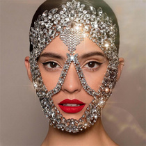 Rhinestone decoration face big diamond mask party dance flashing rhinestone full face catwalk personalized mask female mysterious accessories