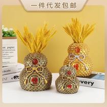 New Chinese style fortune gourd to attract wealth and treasure resin decoration TV cabinet desk lucky bag opening ornaments