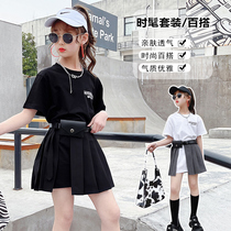 Girl t-shirt 2021 new summer dress half sleeve foreign air T-shirt dress CUHK child Korean version girl with long blouses