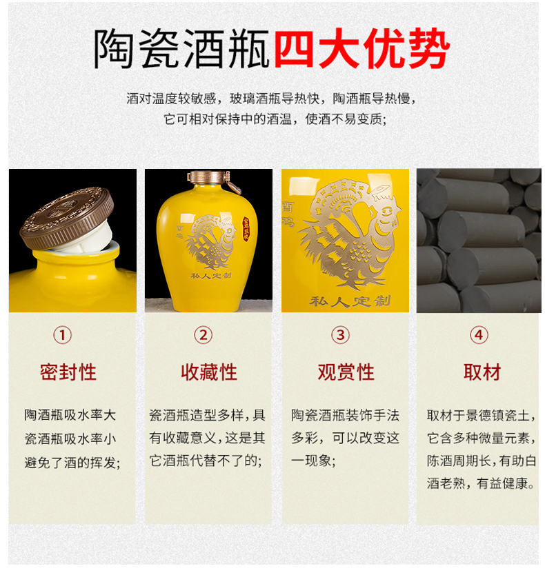 Jingdezhen ceramic household aged 10 jins to seal wine jar 12 zodiac an empty bottle mercifully medicine wine liquor jugs