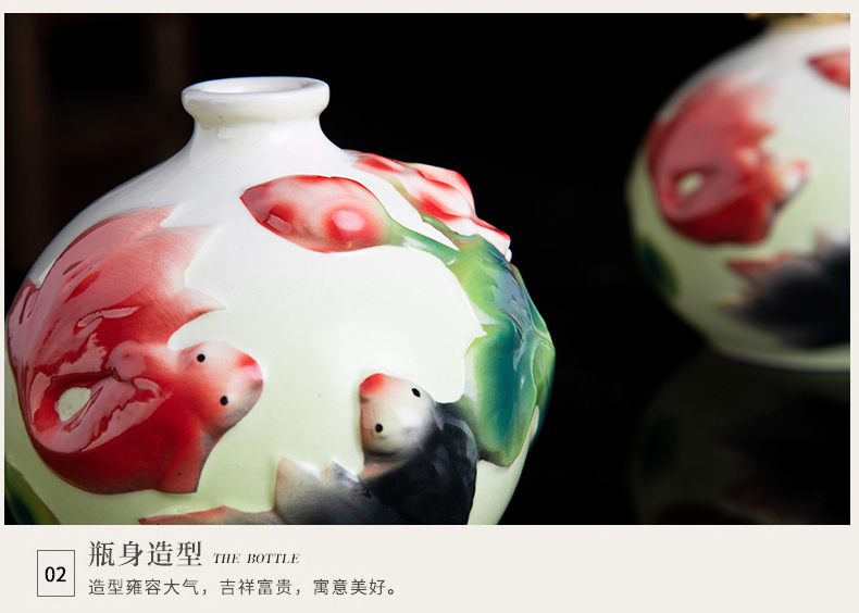 An empty bottle of jingdezhen ceramic fish home decorative furnishing articles lotus seal from year to year more hip flask 1 catty jugs