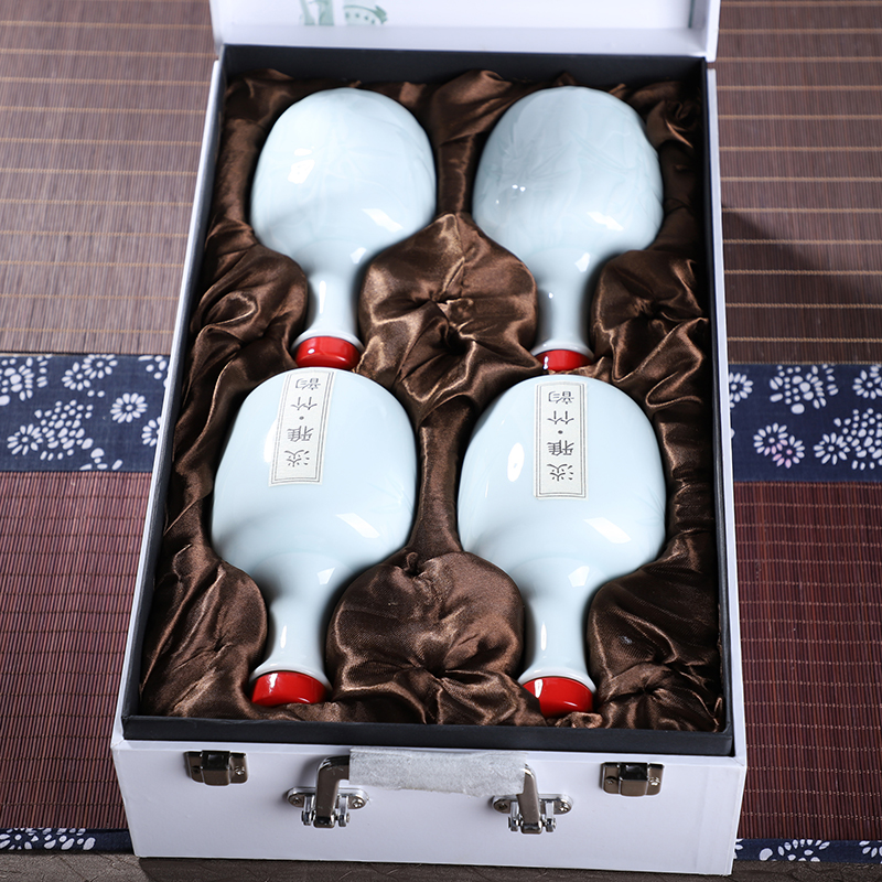 The Empty wine bottles of jingdezhen ceramic household hoard 1 catty seal wine liquor hip flask wine storage appliances gift