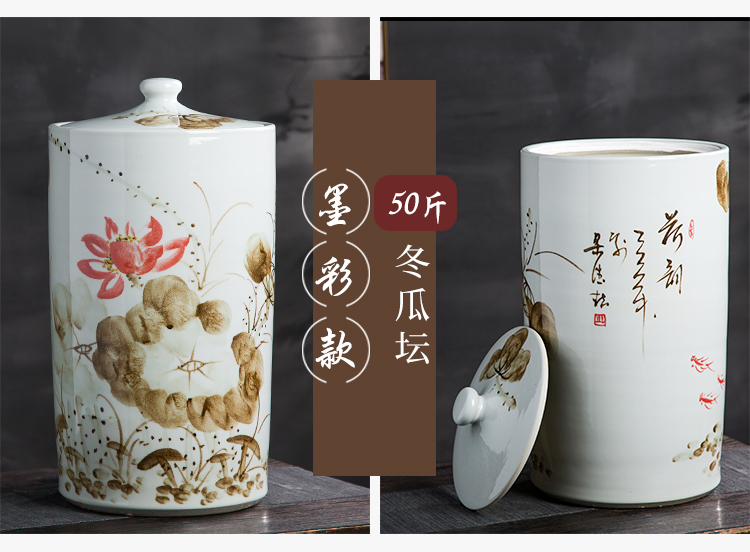 Barrel of jingdezhen ceramic household with cover storage caddy fixings meter box sealing insect - resistant ricer box 20/30/50 kg