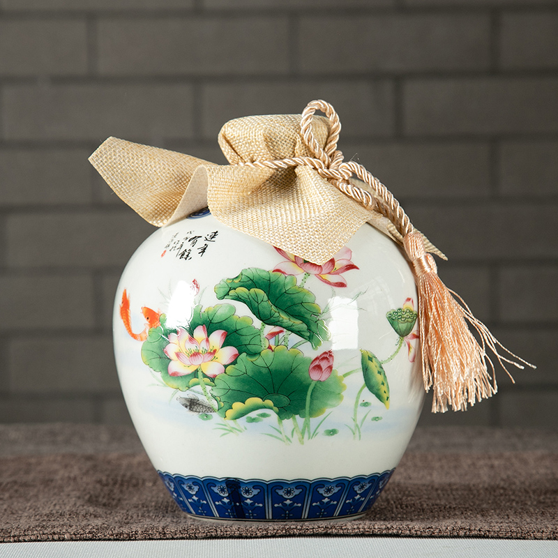 Jingdezhen ceramic jar 1/2/3/5/10 jin an empty bottle seal has successively more than hip mercifully wine