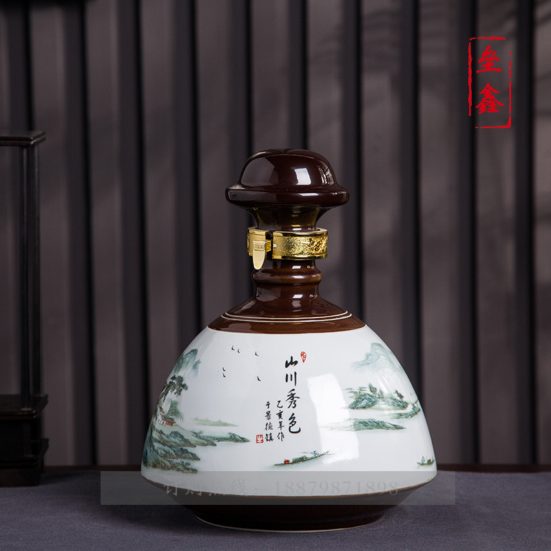 Bottle is empty bottles of jingdezhen ceramic 1/3/5 jin household seal retro hip furnishing articles wine jar