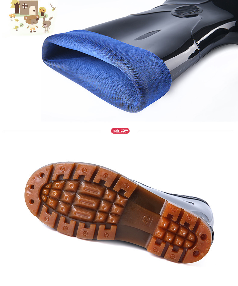 3531 giày nam mới cao ủng đi mưa 1812 đen dày cao giúp mưa ủng ba giầy cao su chống bảo vệ - Rainshoes giày tây chống nước