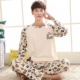 Bộ đồ ngủ nam cotton hoạt hình phù hợp với tay áo dài trẻ em lớn mùa thu 2018 mới 12-13-15 tuổi bé trai xuân đồ ngủ nam phong cách Nhật Bản