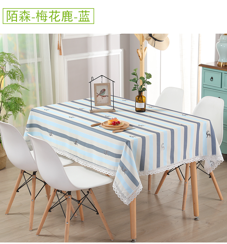 Khăn trải bàn bằng vải cotton và vải lanh hình chữ nhật hộ gia đình hiện đại tối giản sọc vuông khăn trải bàn bằng vải bàn cà phê Bắc Âu - Khăn trải bàn khăn trải bàn nhựa pvc