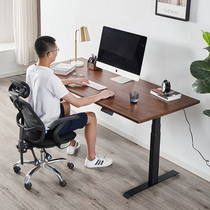 fas te-level North American black walnut wood solid wood electric lifting table stand upright office computer desk custom double motor