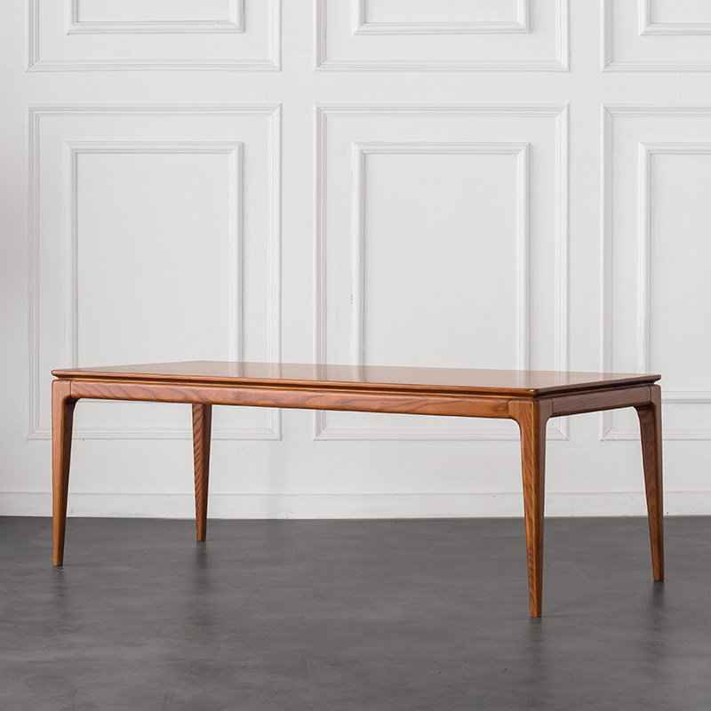 Nordic modern pure wood table tea table new Chinese simple light luxury wax wood long strip square table simple customization