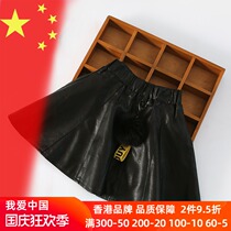 Girls skirt foreign childrens leather skirt spring and winter clothing childrens clothing little girl pleated half skirt baby skirt