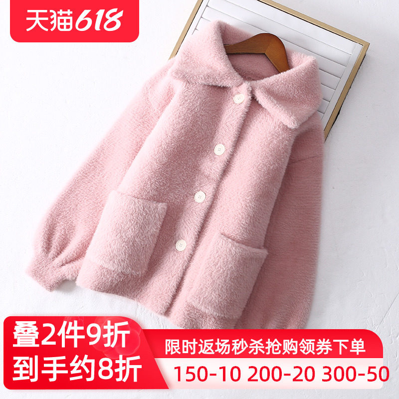 Girl's cardiovert autumn and winter clothing fur coat jacket CUHK child thickening needle weaselwear 2022 new baby foreign pie
