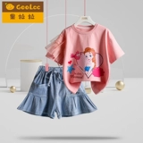 Летний детский комплект, летняя летняя одежда для девочек, детская одежда, в западном стиле, короткий рукав, 2023