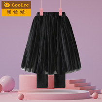 Children Pants Little Girl Autumn Winter Clothing Girl Net Yarn Dress Pants Plus Suede Thickening Woman Baby Foreign Air Hit Bottom Pants Trousers Long Pants