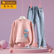 Girl Denim Suit 2022 Spring Autumn Dress New Foreign Gas Trendy Children BABY GIRL TWO SETS EBB