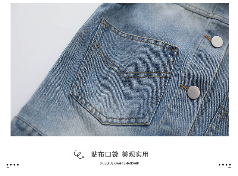 Cô gái cao bồi vest mỏng phần vest 2019 xuân hè mới mặc quần áo trẻ em nữ bé gái nước ngoài thủy triều - Áo ghi lê áo khoác bé trai