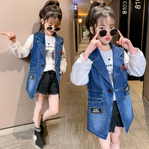 Girl Cowboy Waistcoat Vest Jacket Spring Autumn Clothing Childrens Baby Baby Girls waistcoat Waistcoat Outside of the Winter