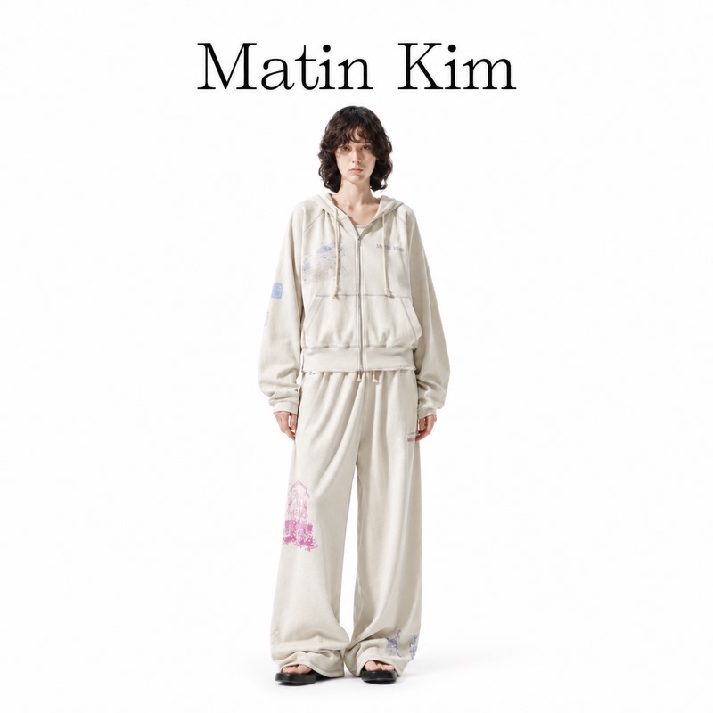 [in Stock] Korean Matin Kim Cute Painting Waffle Hoodie Jacket Casual Pants Sports Suit for Women