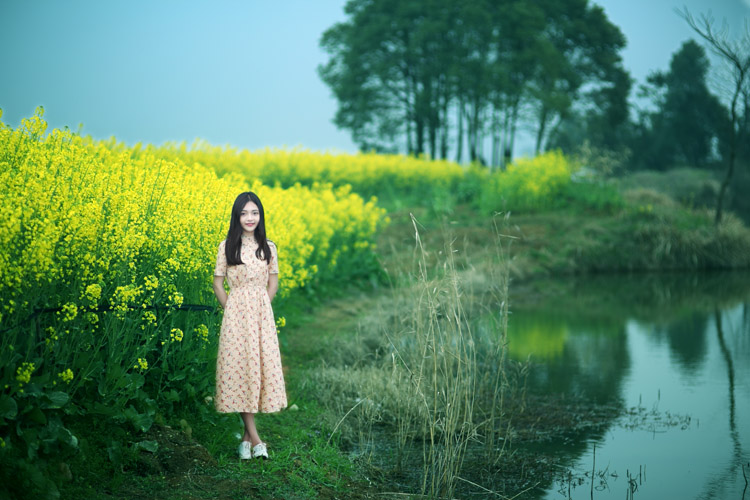 Văn học tươi retro đàn hồi eo nhỏ hoa đầm bông rừng cổ áo cổ áo lỏng mỏng bông và vải lanh váy dài mùa xuân và mùa hè đầm dài dự tiệc