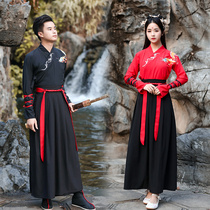  Daily improvement Hanfu unisex scholar knight style hand-collar waist-length skirt couple Chinese style ancient costume original