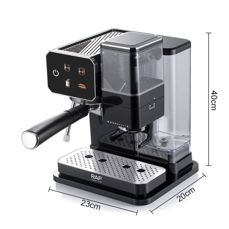 Raf European Standard Semi-Automatic Coffee Machine, Dual Cup 15Bar Espresso, Bean Grinding, Hot and Cold Extraction, Milk Frothing, Steam Coffee Machine