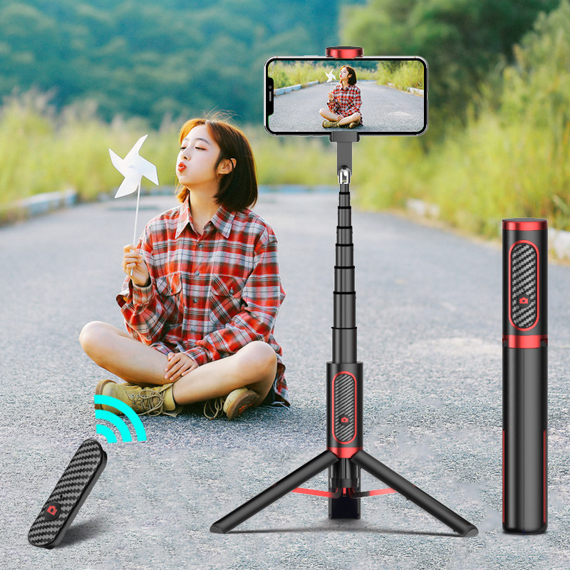 Selfie stick mobile phone live broadcast bracket tripod with remote control, portable extended Bluetooth photo Apple Huawei universal multifunctional live broadcast bracket integrated self-row Net red shooting tremble artifact
