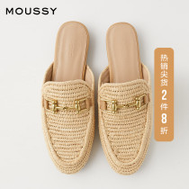 MOUSSY 2021 spring and summer new braided hollow pedal leisure flat sandals women 010DSS52-1490
