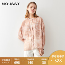 MOUSSY 2021 spring and summer new micro perspective vintage smudge watercolor printing shirt 010ESM30-2000