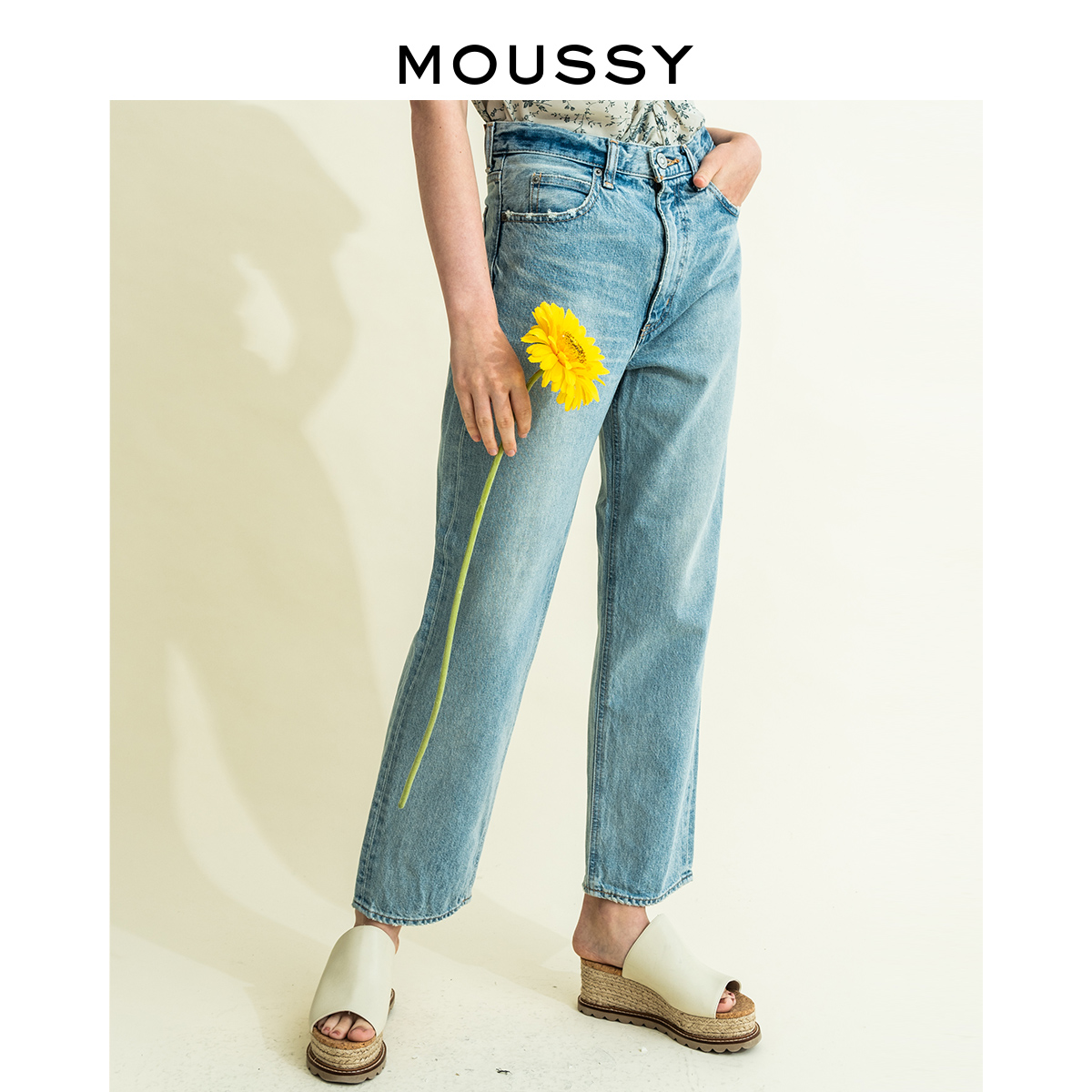 MOUSSY Spring & Autumn Fashion Washed White Tapered Casual Jeans 010CAS11-2650