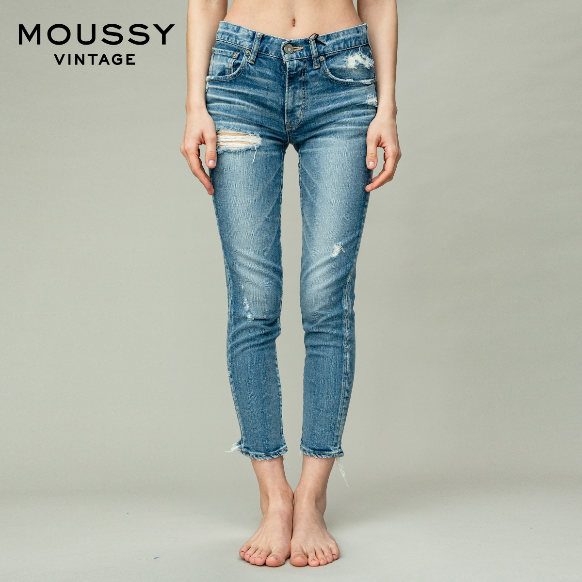 MOUSSY Vintage Spring Autumn Natural Waist Washed Casual Little Feet Jeans 010BAC12-2710