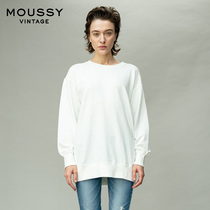 MOUSSY Vintage spring and Autumn new products solid color crew neck loose casual long-sleeved T-shirt women 028BAN80-7010