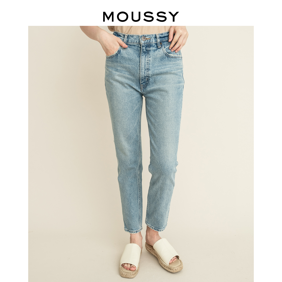 MOUSSY vintage high waist wash feet casual jeans women 010CAC12-2640