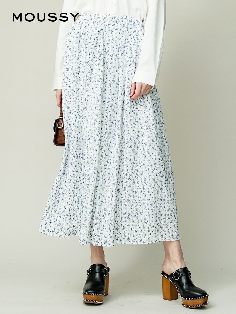MOUSSY Spring and Autumn Elastic Waist Temperament Floral Casual Long Skirt 010DSM30-1630