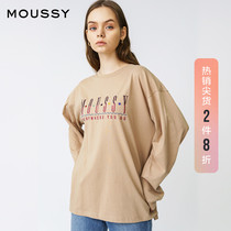 MOUSSY spring AND autumn round neck color letter embroidery leisure sweater 010DA790-5610