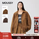 MOUSSY2025 autumn new retro literary style loose lapel jacket for women 028IAA30-1032