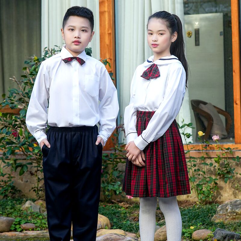 Shenzhen Primary School Students' Unified Autumn and Winter Uniforms: Long-Sleeve Shirts, Dress Pants, School Uniforms, Winter Skirts, Shirt Sets for Boys and Girls