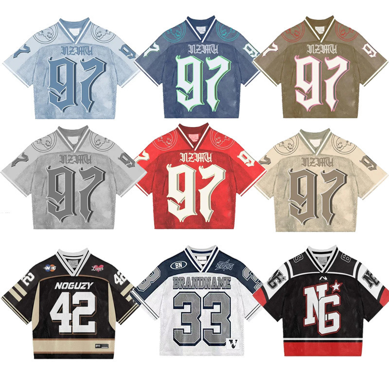 Cross-Border Rugby, Basketball, Football Uniforms, Jerseys, European and American Retro Casual Hip-Hop Sports Style, High Street Short-Sleeved Loose Version